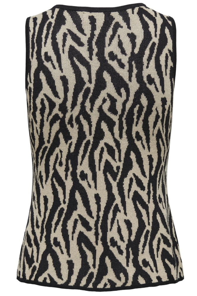 JDYMARBLE S/L O-NECK JACQ TOP KNT 15328325 BLACK/TAPIOCA